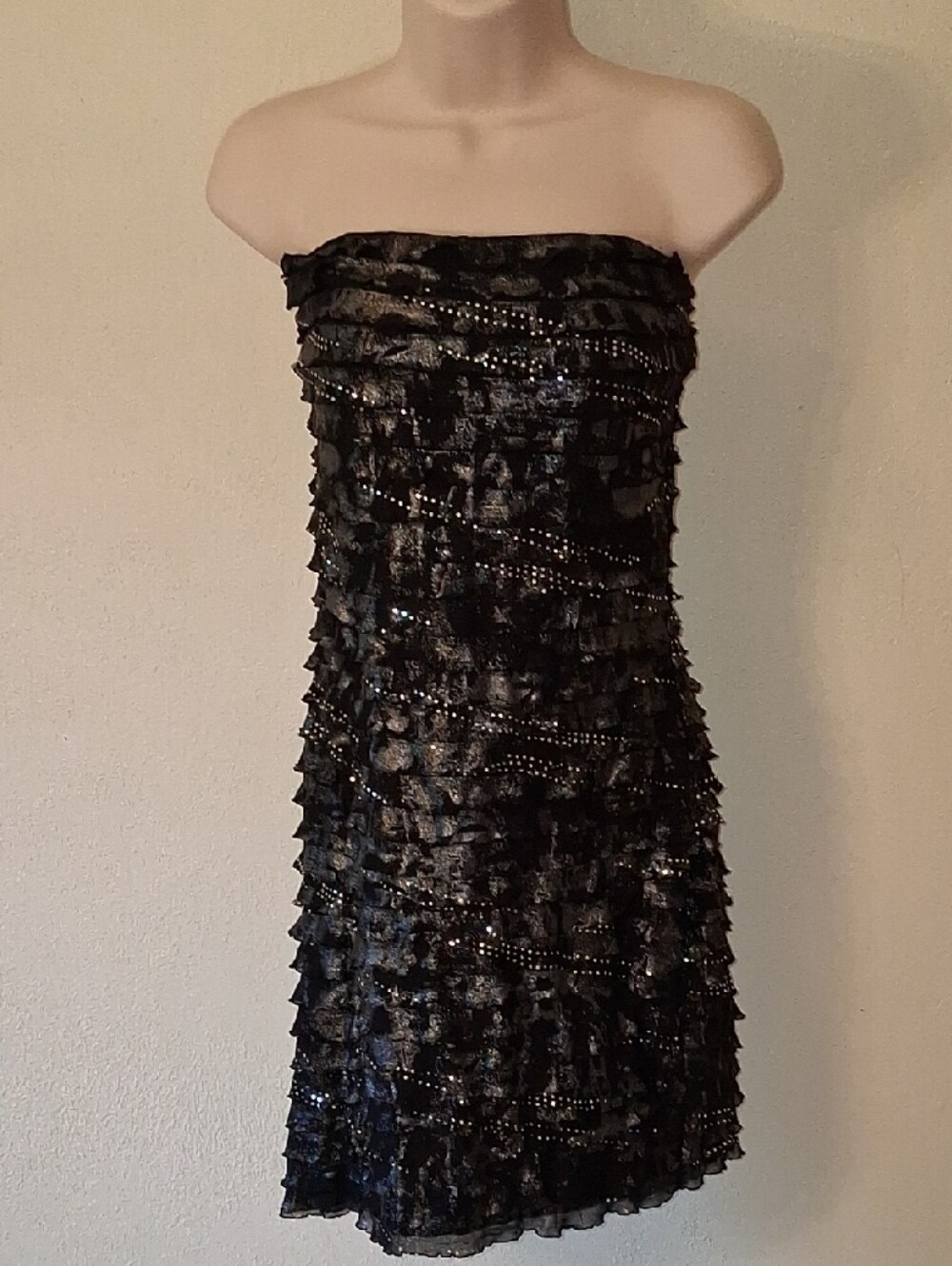 Ruby Rox Black Strapless Sequin Ruffle Dress